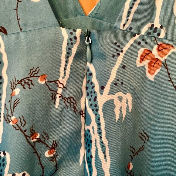 Trafaluc by Zara Floral Patterned Teal midi dress size L - Picture 4 of 11